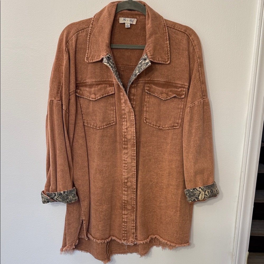 She + Sky Terracotta Button-Up Jacket